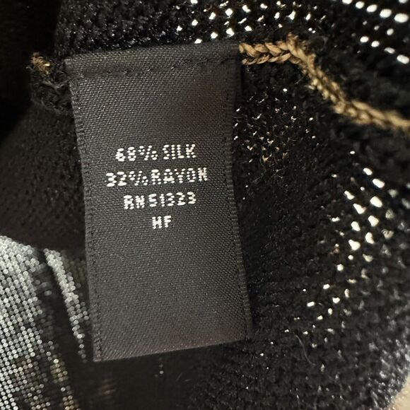 JOSEPHINE CHAUS Open-Front Cardigan 1XSilk Blend Black Beige Bronze Knit Sweater - Picture 7 of 12